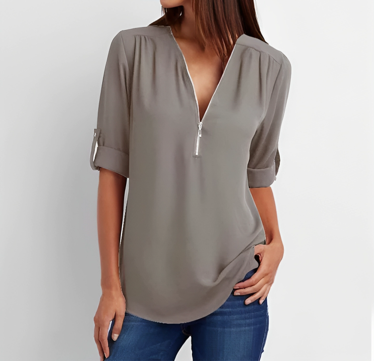 Blaues Reißverschlusshemd - Nina