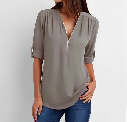 Blaues Reißverschlusshemd - Nina