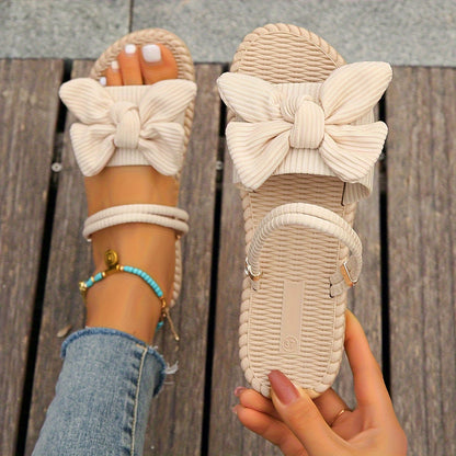 Beige Sandalen mit Schleifen - Mia
