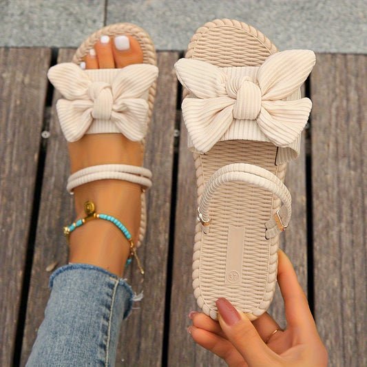 Beige Sandalen mit Schleifen - Mia
