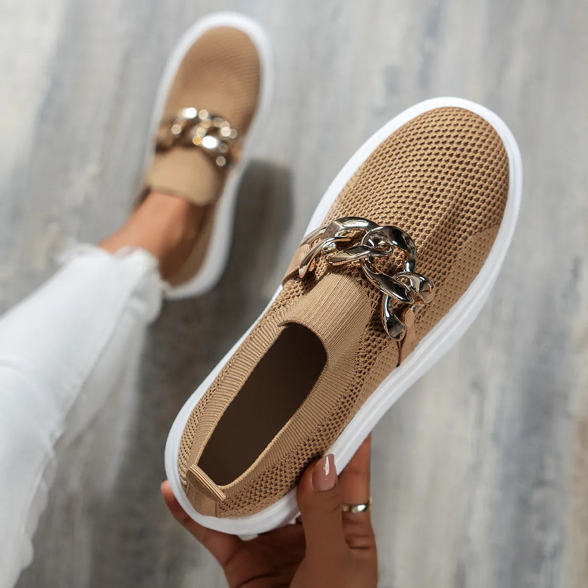 Lena - Bequeme Beige Loafers