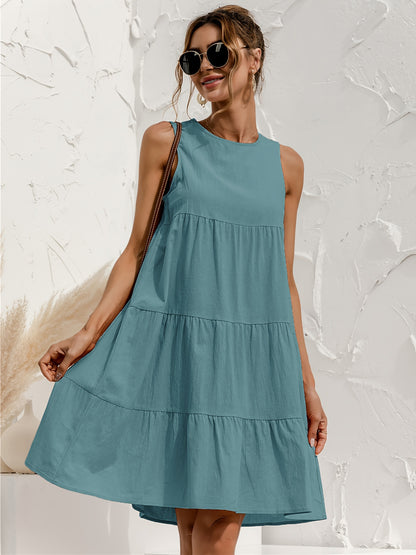 Schwarzes Stufenkleid ohne Ärmel - Nora