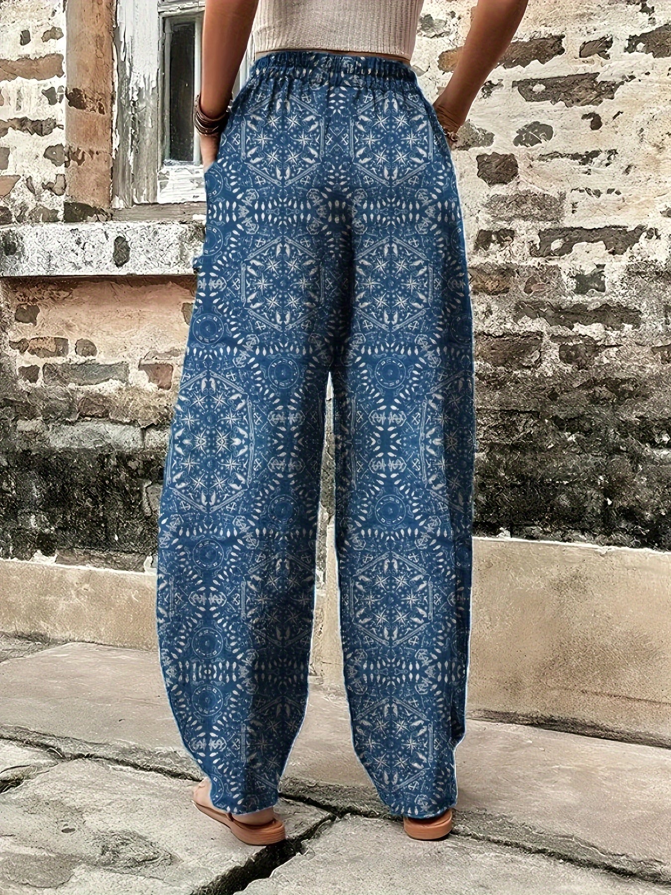 Gemusterte blaue Chinohose - Mia