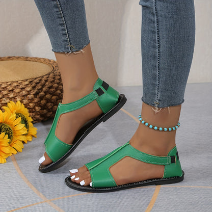 Weiße Flache Sandalen mit T-Riemen - Mila