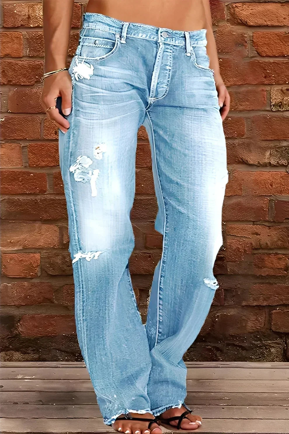 Demetria klassische jeans mit niedriger taille und waschung – damen