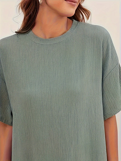 Grünes Freizeitkleid Kurzarm - Lina