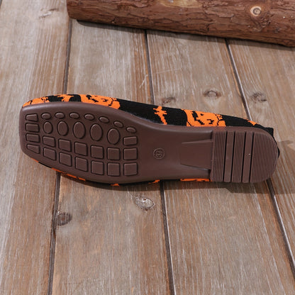 Damen Halloween Flats – Leichte Slip-On Schuhe mit Strickmuster