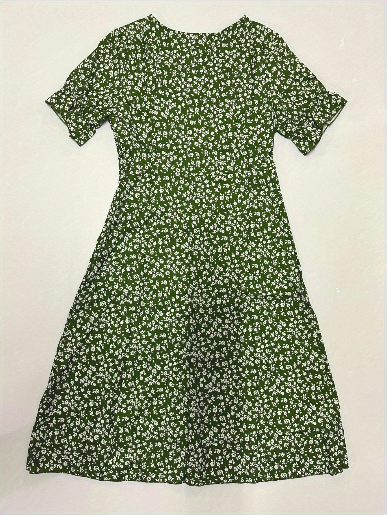 Grünes Blumenkleid mit Knöpfen - Laura