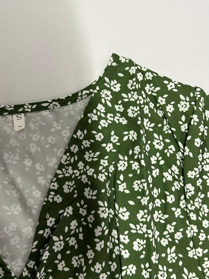 Grünes Blumenkleid mit Knöpfen - Laura