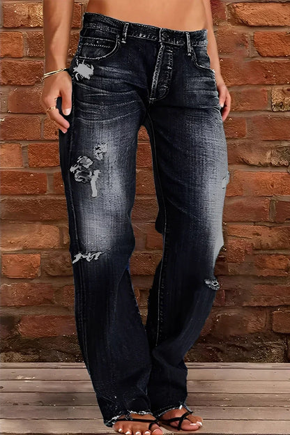 Demetria klassische jeans mit niedriger taille und waschung – damen