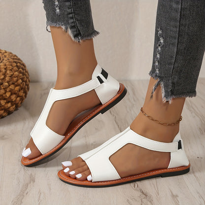 Weiße Flache Sandalen mit T-Riemen - Mila