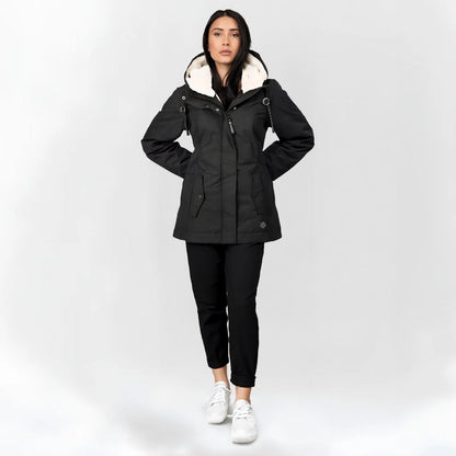 Langer wasserdichter Wintermantel Schwarz - Aurora