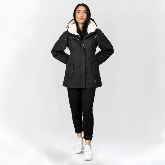 Langer wasserdichter Wintermantel Schwarz - Aurora