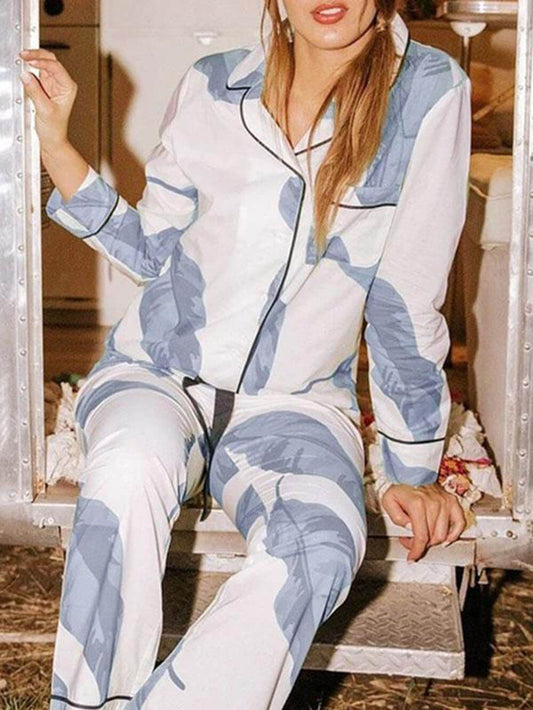 Pyjama-Set in Blau-Weiß - Clara