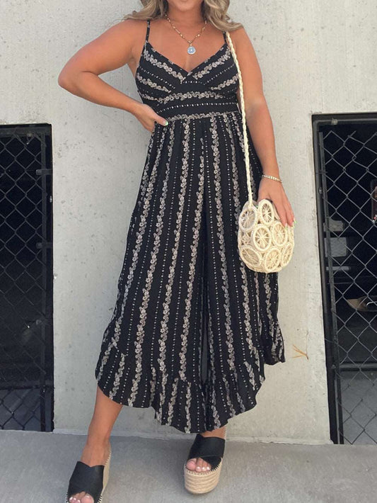 Eleganter Schwarzer Blumen-Jumpsuit