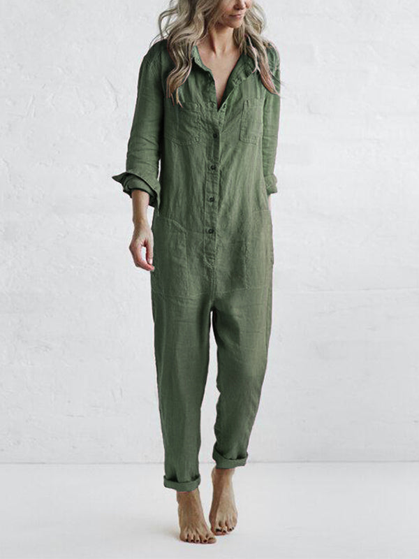 Charlotte - Olivgrüner Utility-Jumpsuit