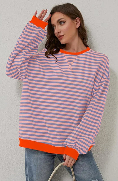 Übergroßes gestreiftes sweatshirt für damen