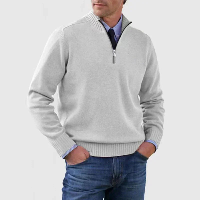 Herren pullover mit halbem reißverschluss – gemütlich und modern