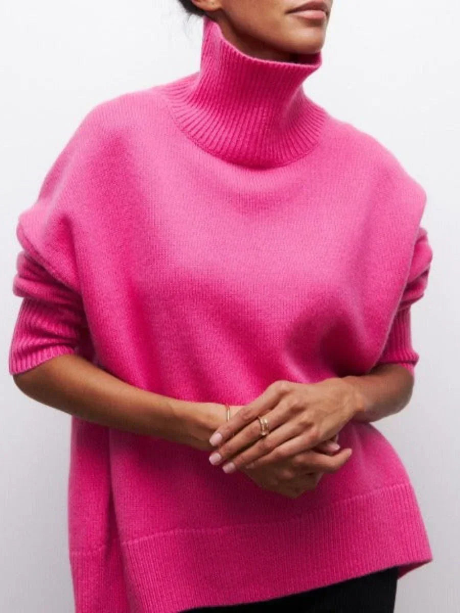 Oversized strickpullover mit stehkragen – damen