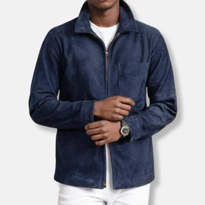 Emil – slim Fit wildlederjacke mit stehkragen und zipper