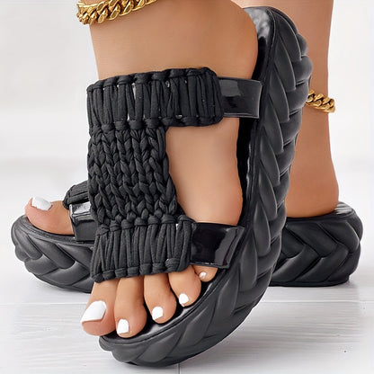 Schwarze Geflochtene Sandalen - Nora