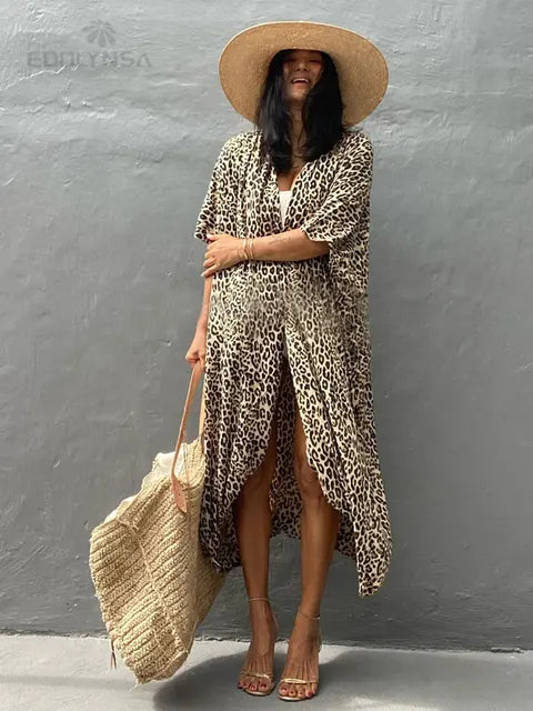 Mia - Blau-Weiß Gestreiftes Strand-Kimono