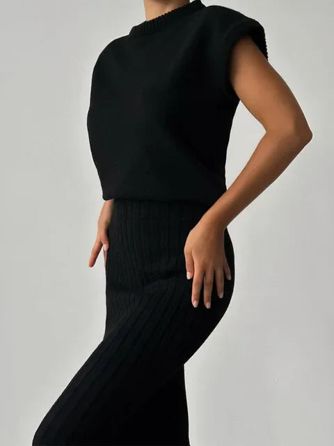 Weißes Set mit geripptem Rock - Lina