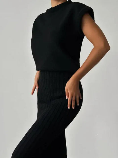 Weißes Set mit geripptem Rock - Lina