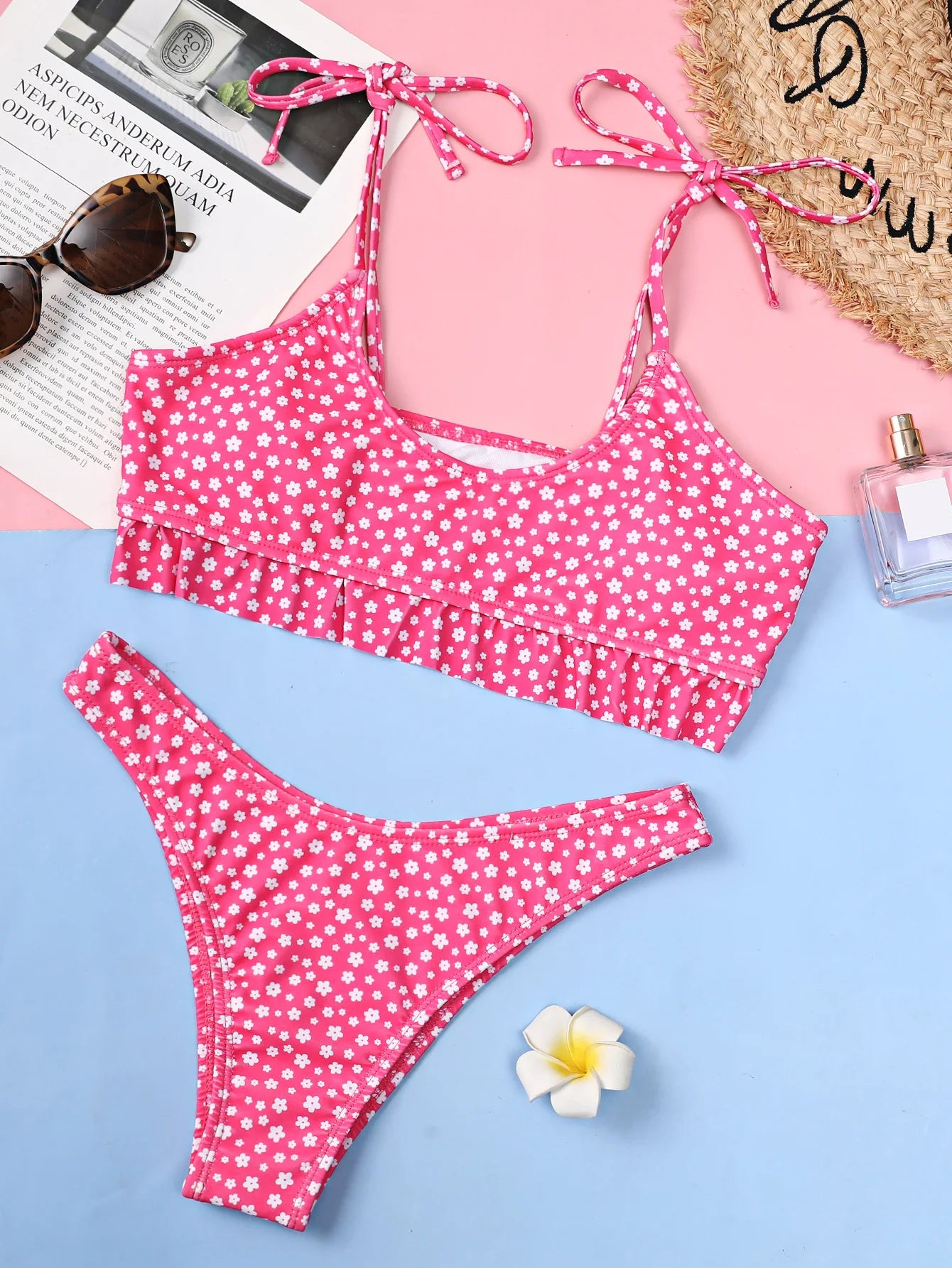 Fiona - Verspielter Pinker Polka-Dot Bikini