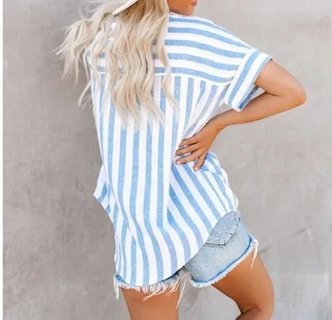 Lara - Gestreiftes Sommer-Shirt Blau