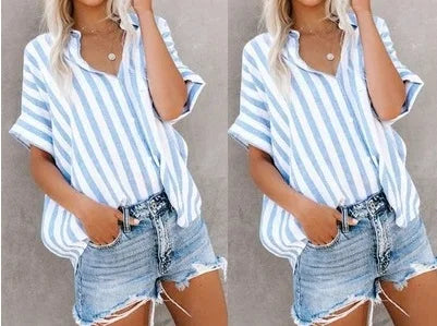 Lara - Gestreiftes Sommer-Shirt Blau