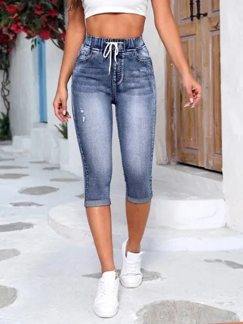 Lara - Denim Caprihose mit Fade-Effekt
