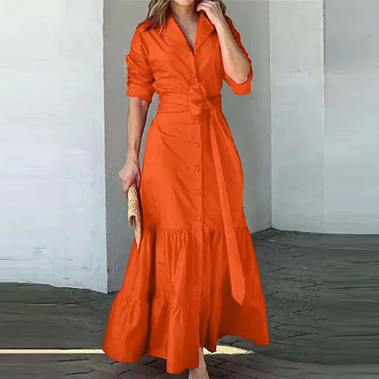 Isabella - Lebendiges Orange Hemdkleid
