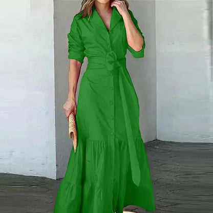 Coralia - Langes Kleid in Korallenrot