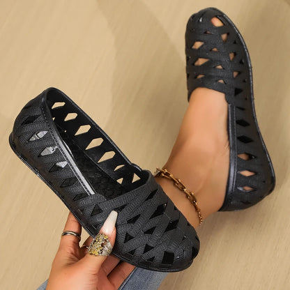 Greta - Schwarze Ajour-Ballerinas