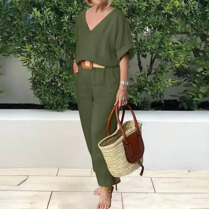 Chic Urban Leinen-Set mit luftigem Design & Gürteltaille