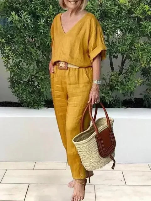 Chic Urban Leinen-Set mit luftigem Design & Gürteltaille