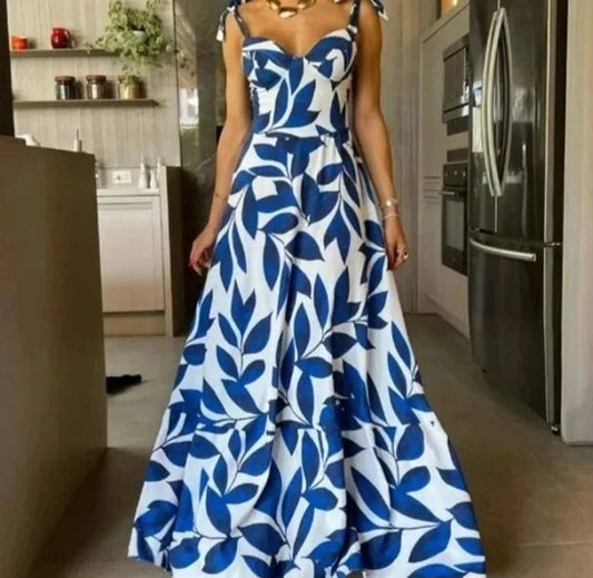 Sophia - Blaues Sommer Maxikleid