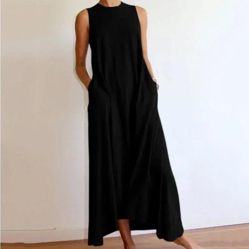 Schwarzes armelloses maxikleid - Antonia