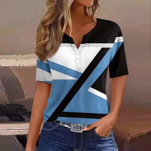 Fiona - Blaues Grafik-Shirt