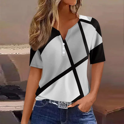 Fiona - Blaues Grafik-Shirt