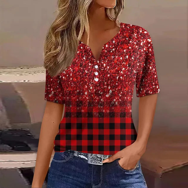 Fiona - Blaues Grafik-Shirt