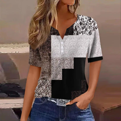 Fiona - Blaues Grafik-Shirt