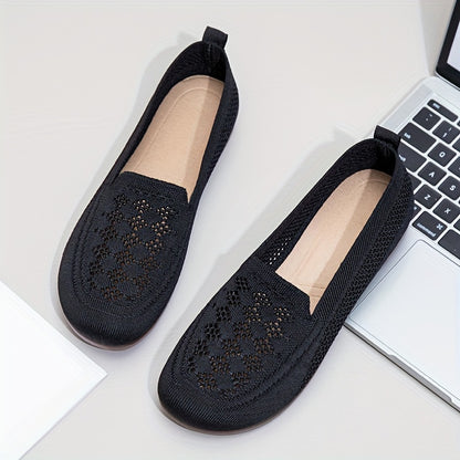 Schwarze Damen Strick Flats