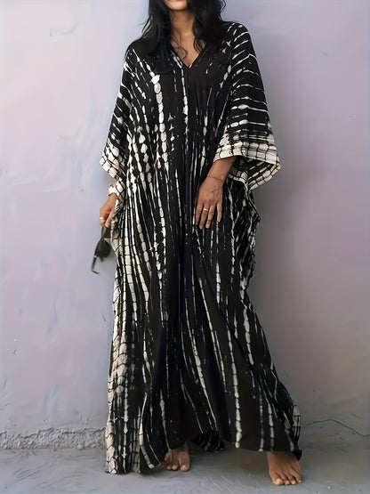 Armeegrüner Batik-Kaftan - Leila