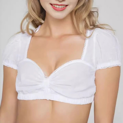 Cataleya | dirndl bluse mit raffungen und puffärmeln für frauen