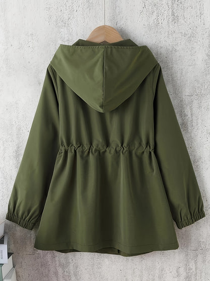 Lässige Kapuzenjacke mit Druckknöpfen