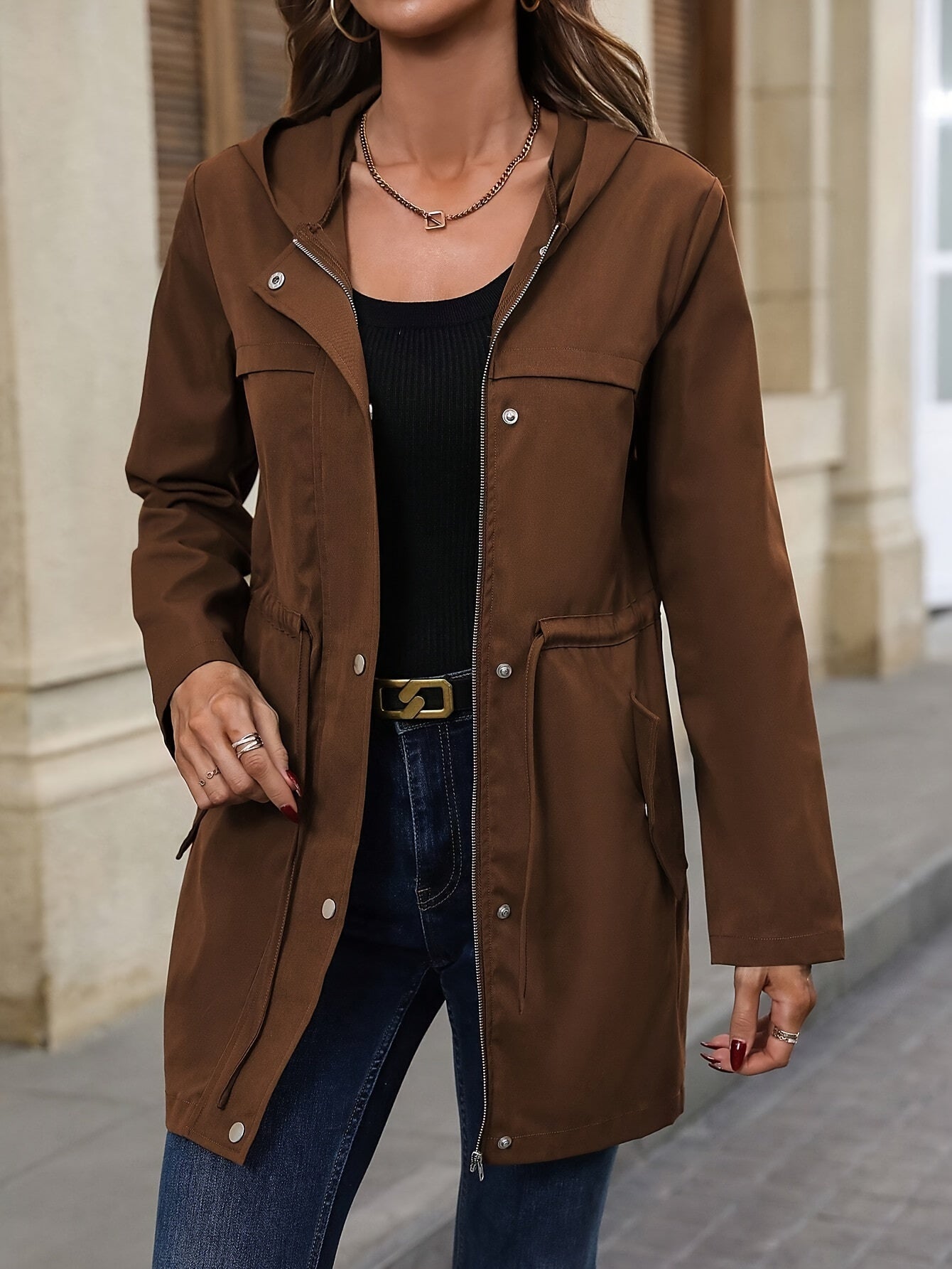 Modische Jacke mit Taillenzug und Knopfleiste – Perfekt für den Alltag