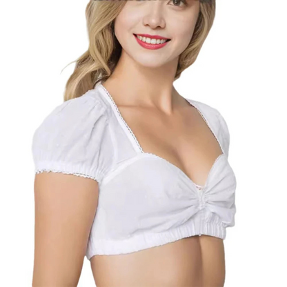 Cataleya | dirndl bluse mit raffungen und puffärmeln für frauen
