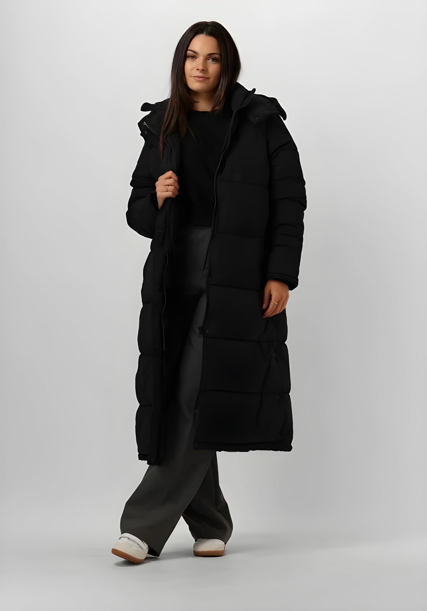 Damen Lange Winterjacke Schwarz - Mila